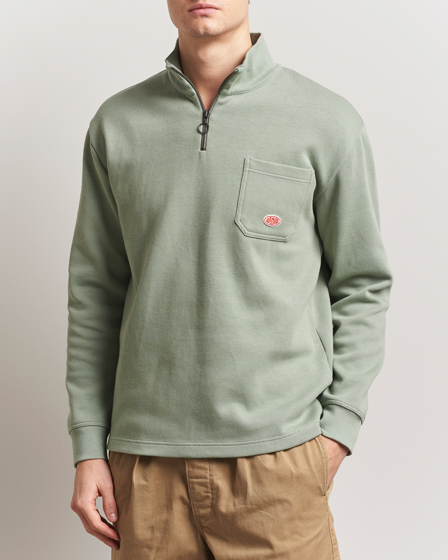 Herre | Gensere | Armor-lux | Camionneur Cotton Half Zip Sweater Shadow Green