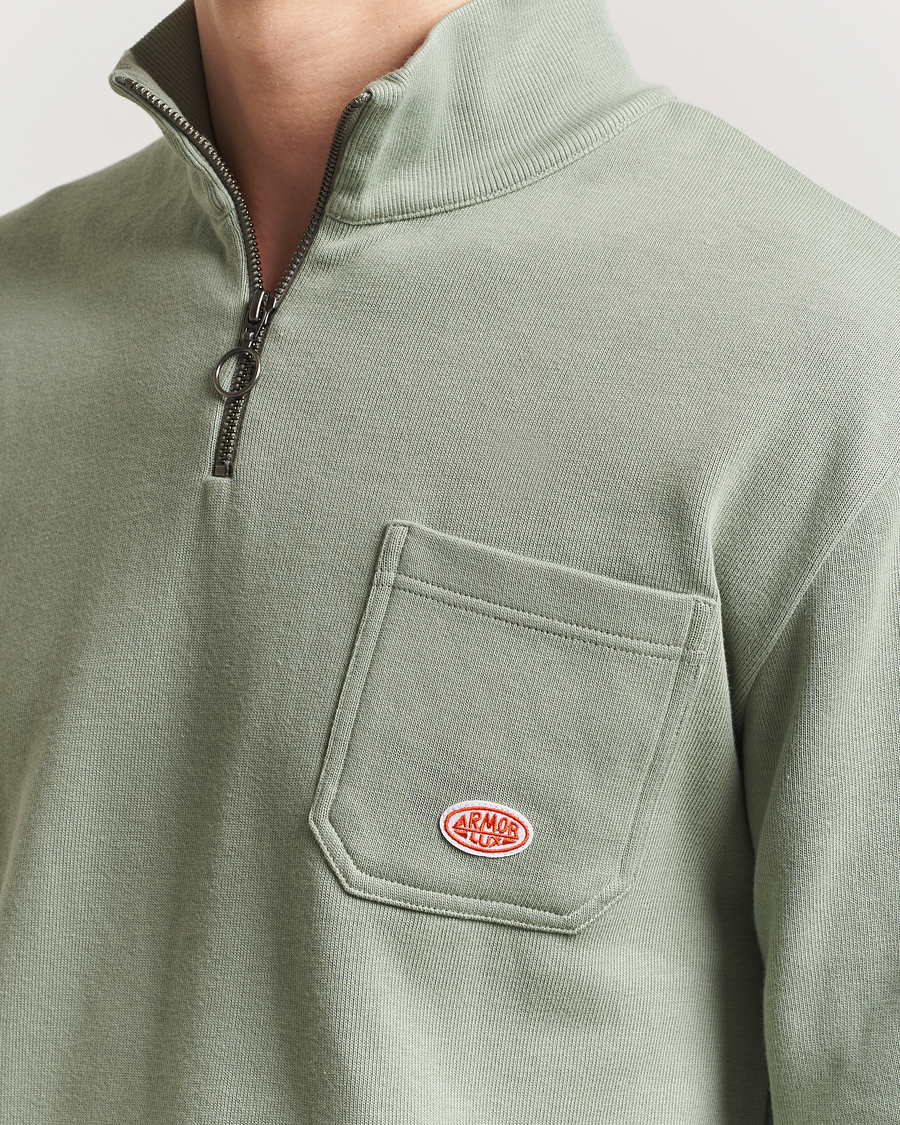 Herre | Gensere | Armor-lux | Camionneur Cotton Half Zip Sweater Shadow Green