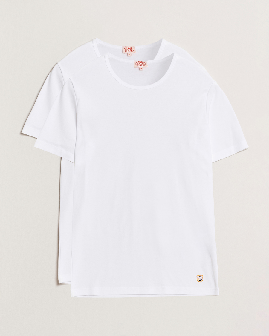 Herre | T-Shirts | Armor-lux | 2-Pack Crew Neck T-Shirt White/White