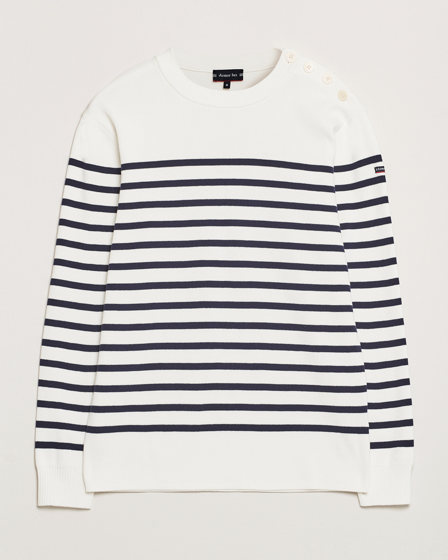Herre | Gensere | Armor-lux | Groix Striped Sweater Milk/Navy