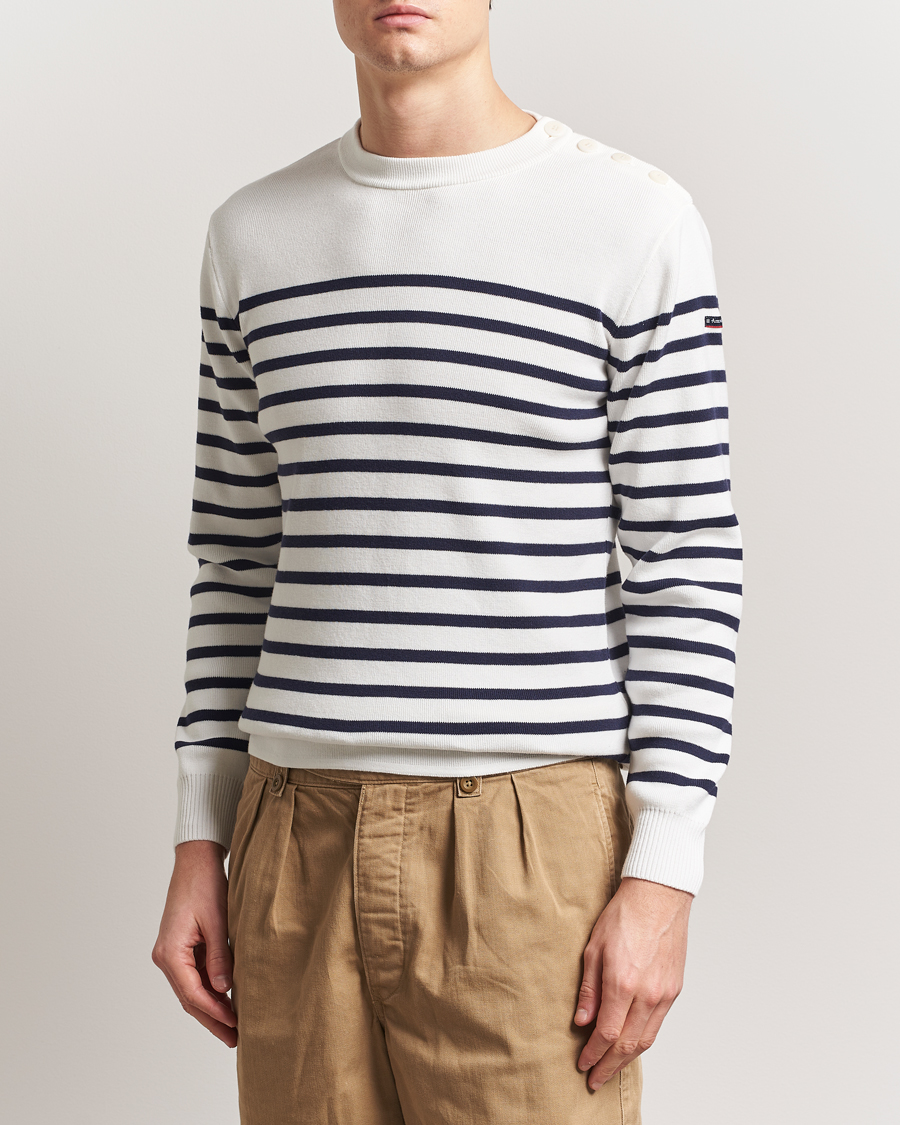 Herre | Gensere | Armor-lux | Groix Striped Sweater Milk/Navy
