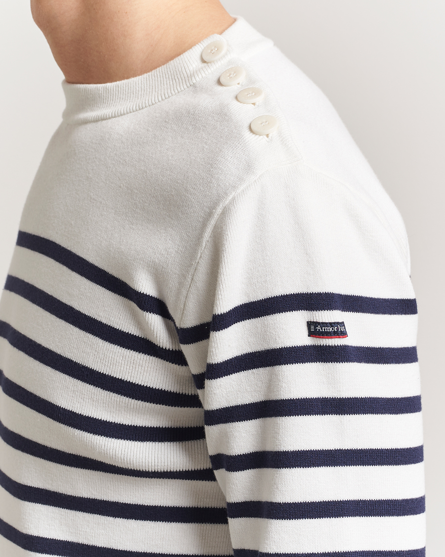 Herre | Gensere | Armor-lux | Groix Striped Sweater Milk/Navy