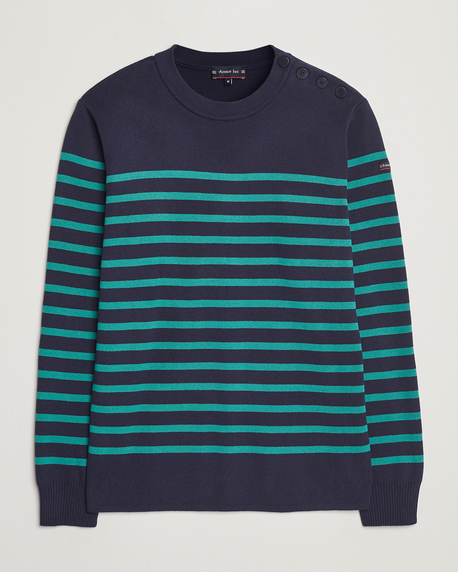 Herre | Gensere | Armor-lux | Groix Striped Sweater Navy/Deep Jungle