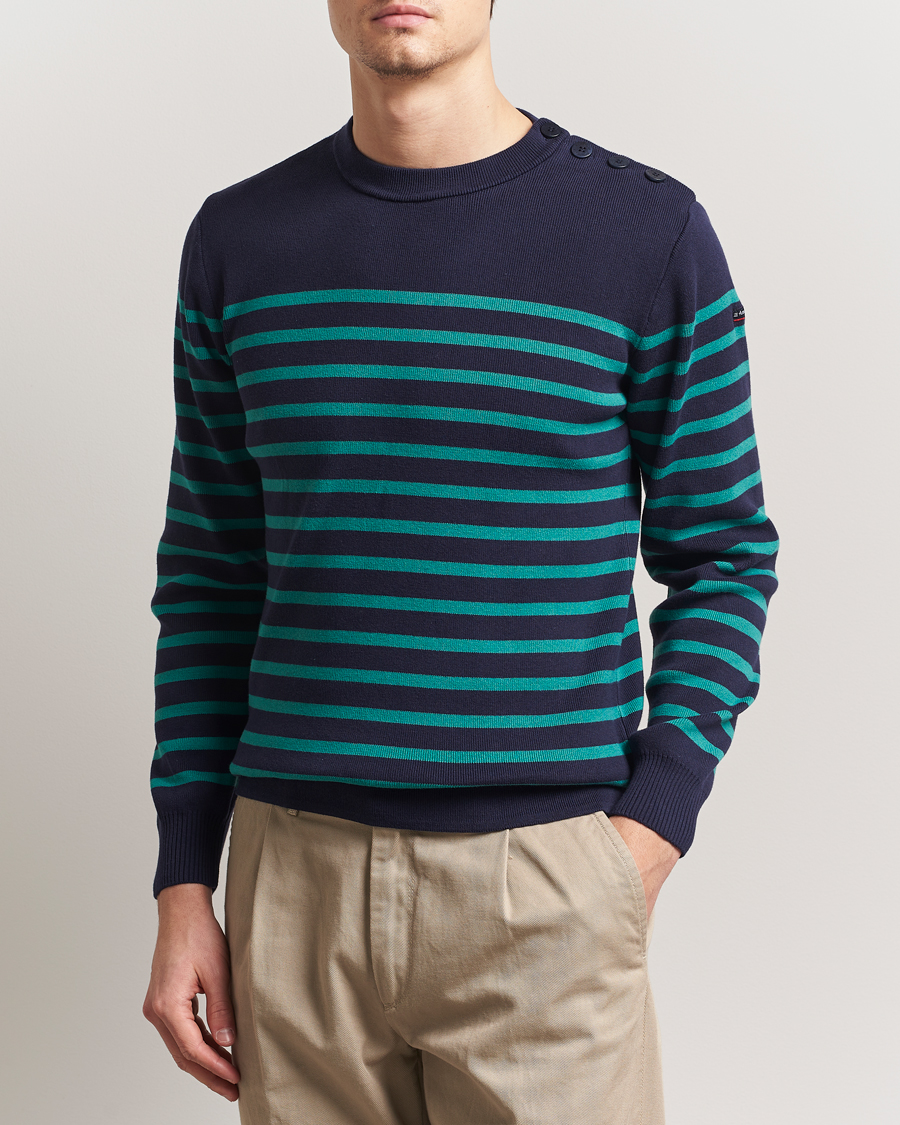 Herre | Gensere | Armor-lux | Groix Striped Sweater Navy/Deep Jungle