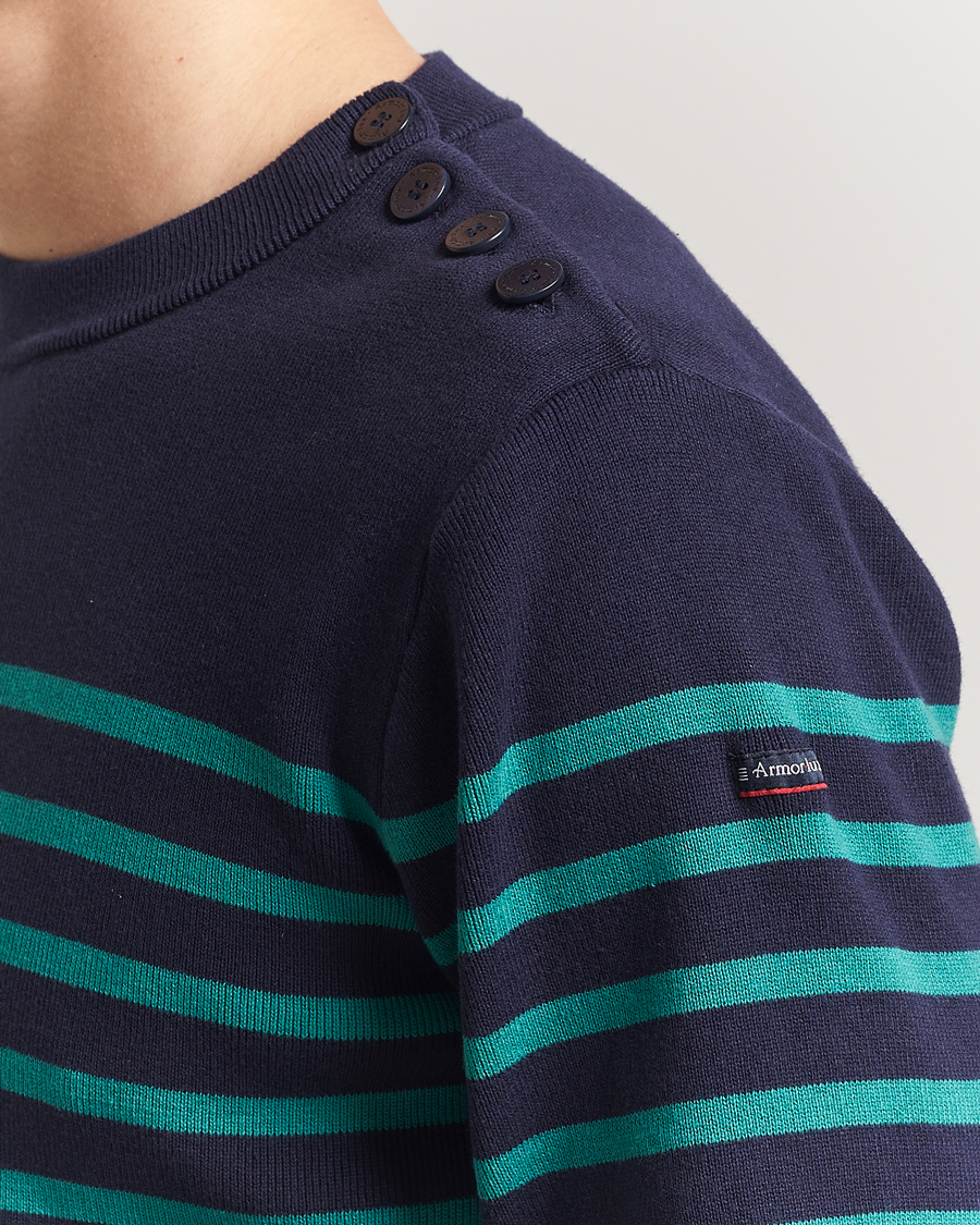 Herre | Gensere | Armor-lux | Groix Striped Sweater Navy/Deep Jungle
