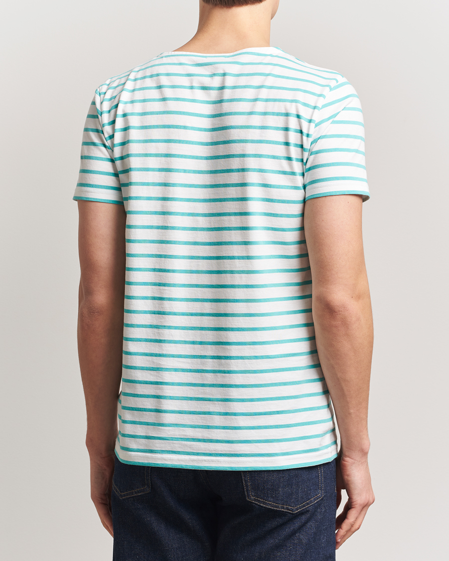 Herre | T-Shirts | Armor-lux | Hoëdic Boatneck Héritage Stripe T-shirt Milk/Laguna