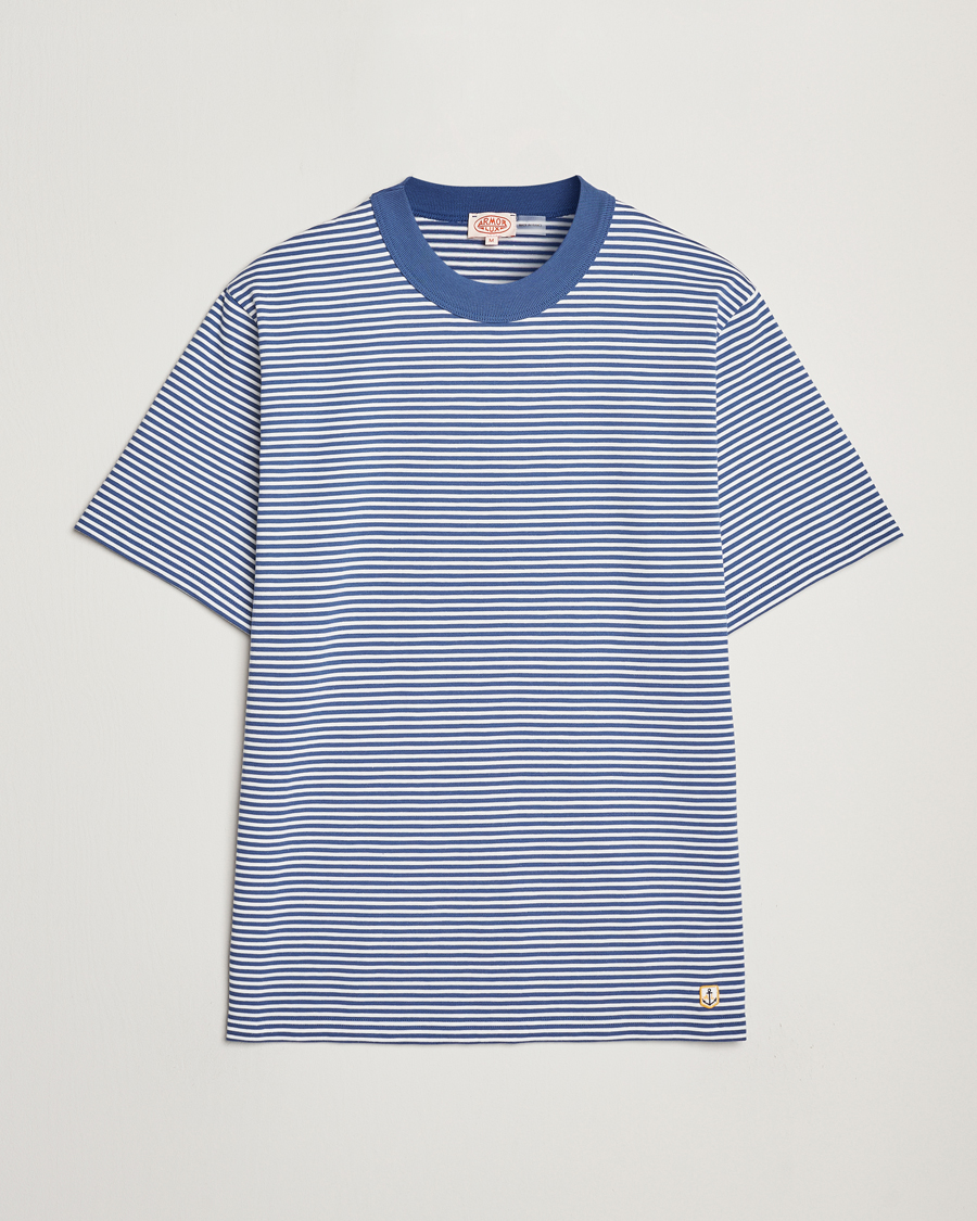 Herre | T-Shirts | Armor-lux | Callac Héritage Stripe T-Shirt Obscur/Milk