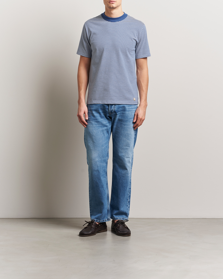 Herre | T-Shirts | Armor-lux | Callac Héritage Stripe T-Shirt Obscur/Milk