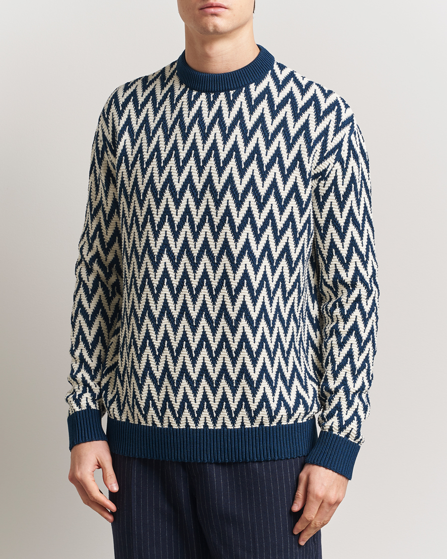 Herre | Gensere | Lanvin | Chevron Sweater Petrol/Ecru