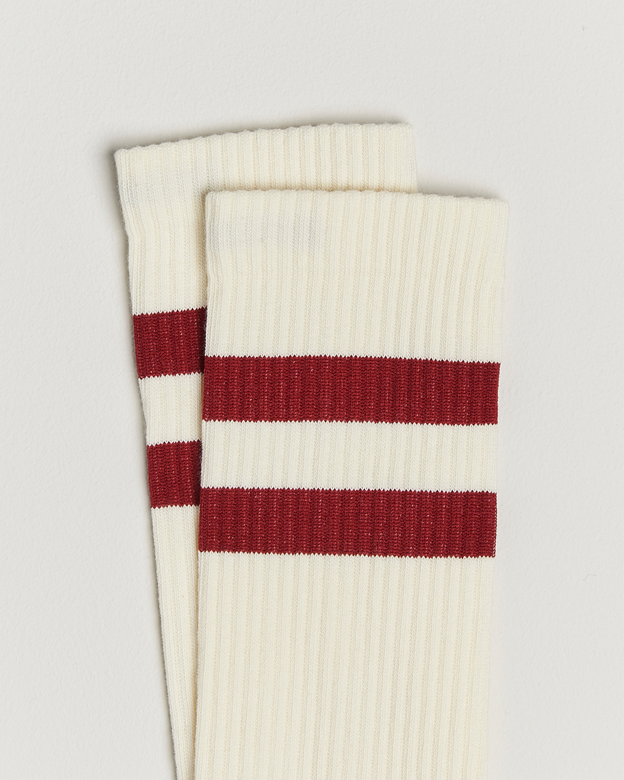 Herre | Undertøy | Sweyd | 3-Pack Two Stripe Cotton Socks White/Red