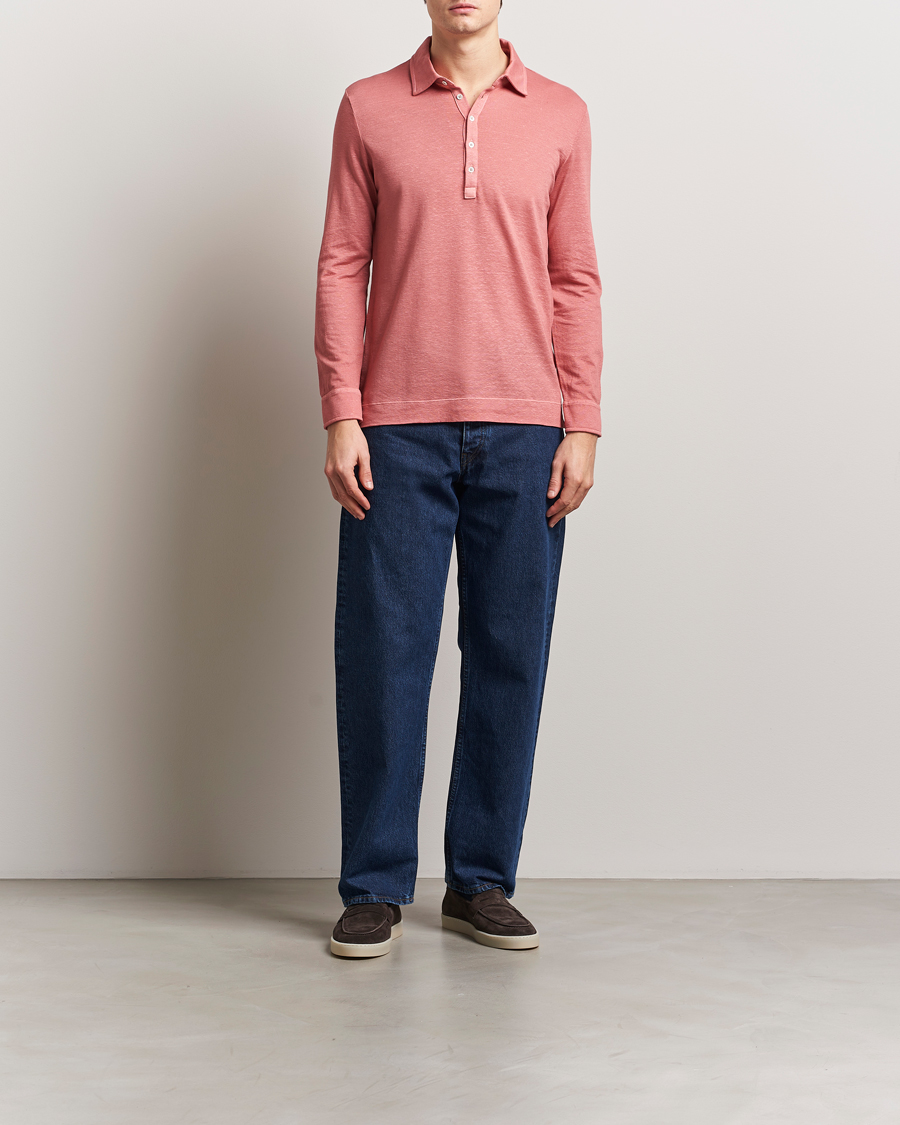 Herre | Pikéer | Massimo Alba | Raya Long Sleeve Polo Coral