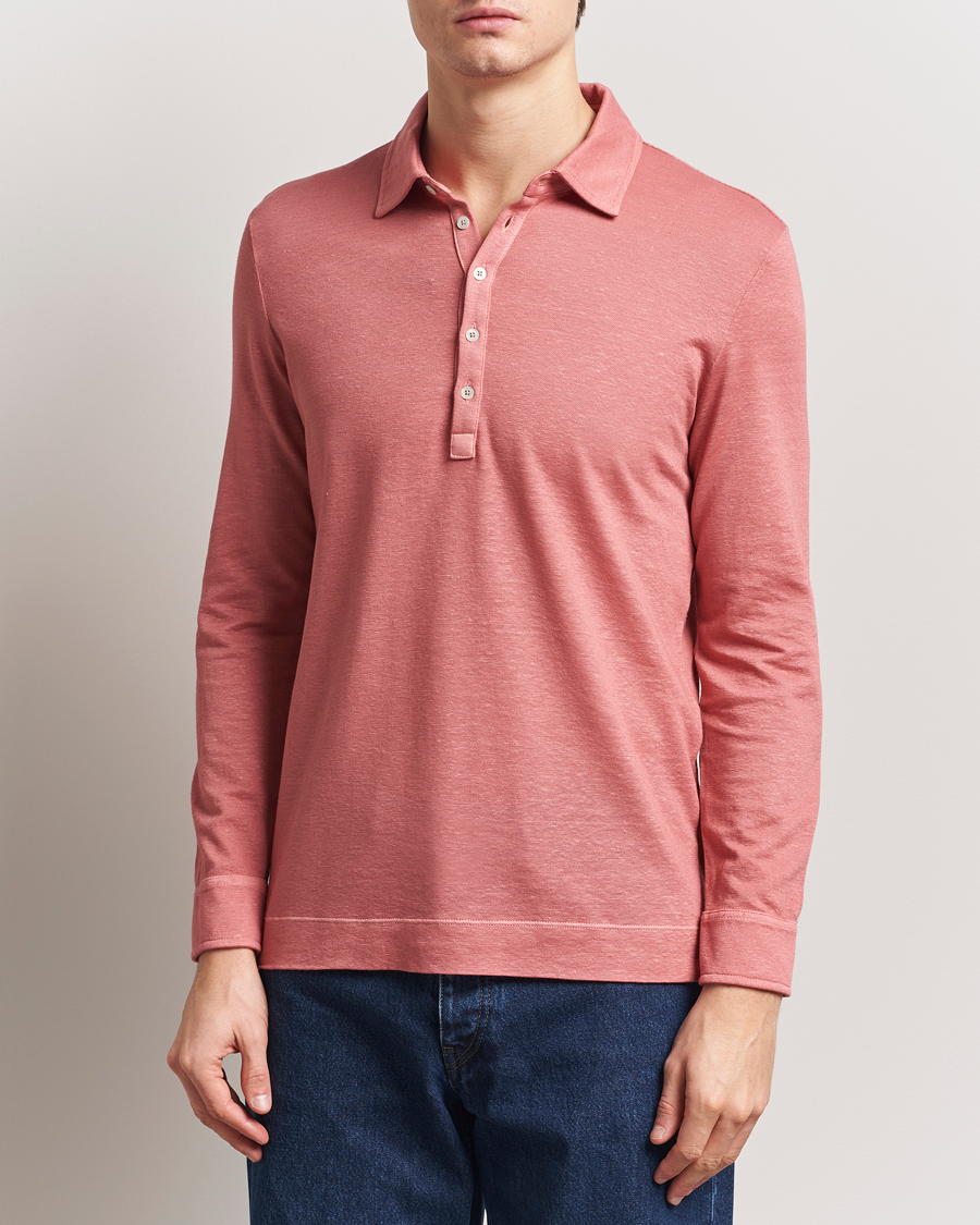 Herre | Pikéer | Massimo Alba | Raya Long Sleeve Polo Coral