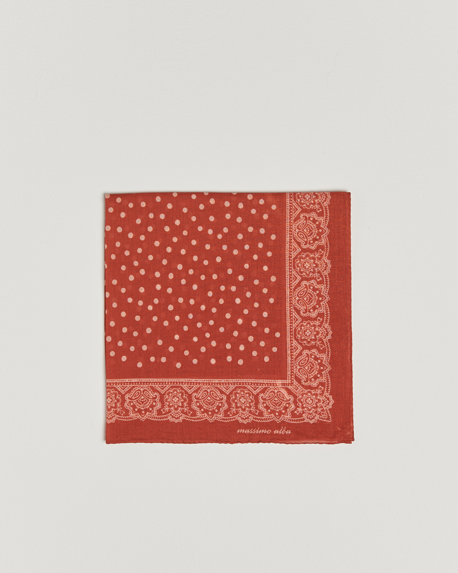 Herre | Lommetørklær | Massimo Alba | Printed Cotton Voile Handkerchief Burn Red