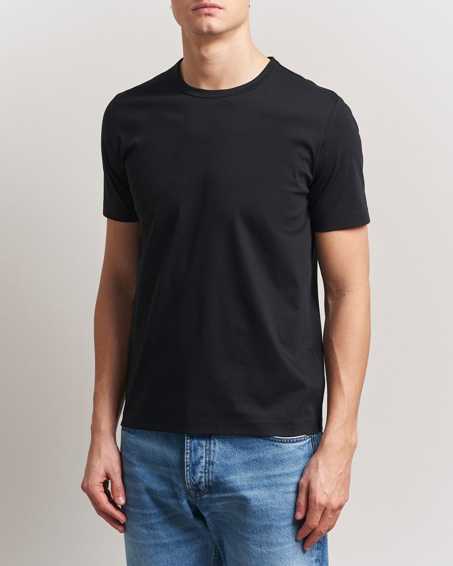 Herre | T-Shirts | Tiger of Sweden | Olaf Mercerized Cotton T-Shirt Black