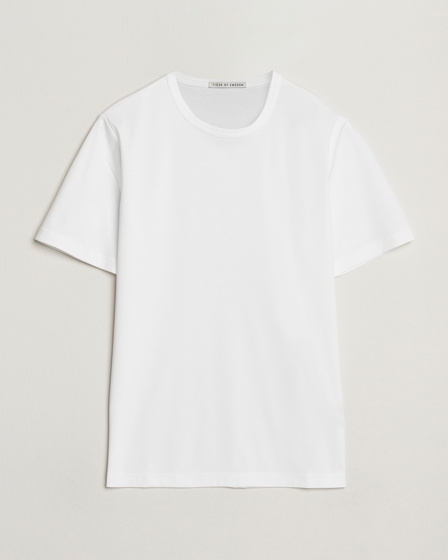 Herre | T-Shirts | Tiger of Sweden | Olaf Mercerized Cotton T-Shirt Pure White