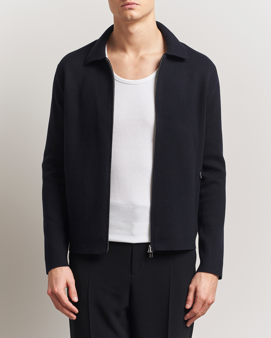 Herre | Gensere | Tiger of Sweden | Celyn Cotton/Wool Full Zip Light Ink