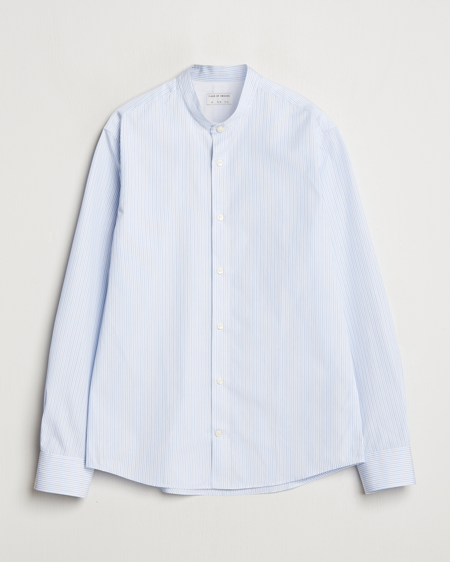 Herre | Skjorter | Tiger of Sweden | Spenser Band Collar Shirt Light Blue