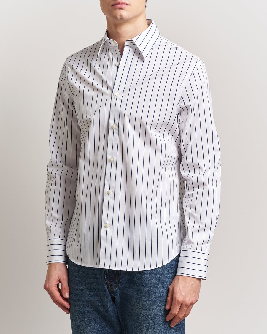 Herre | Skjorter | Tiger of Sweden | Bennet Striped Cotton Shirt Pure White