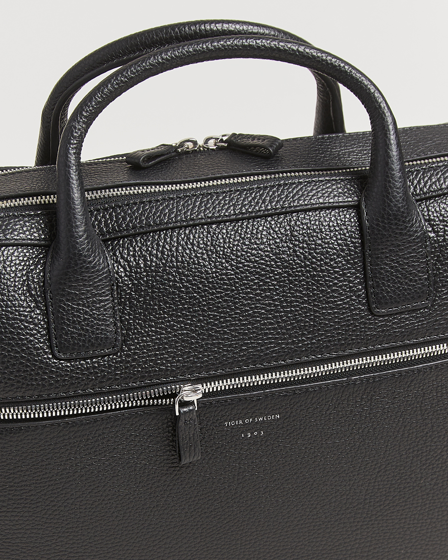 Herre | Vesker | Tiger of Sweden | Beridare Double Zip Leather Briefcase Black