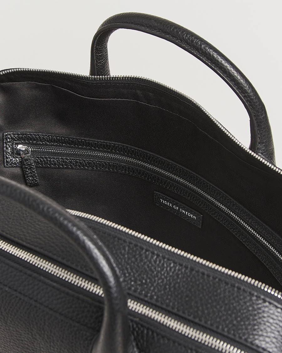 Herre | Vesker | Tiger of Sweden | Beridare Double Zip Leather Briefcase Black