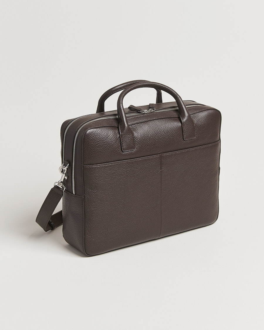 Herre | Tiger of Sweden Beridare Double Zip Leather Briefcase Dark Brown | Tiger of Sweden | Beridare Double Zip Leather Briefcase Dark Brown