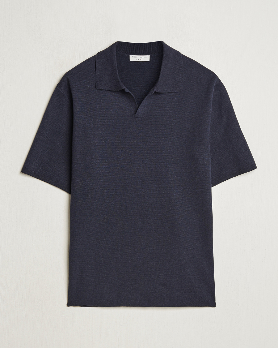 Herre | Pikéer | Tiger of Sweden | Maelon Cotton/Linen Polo Light Ink