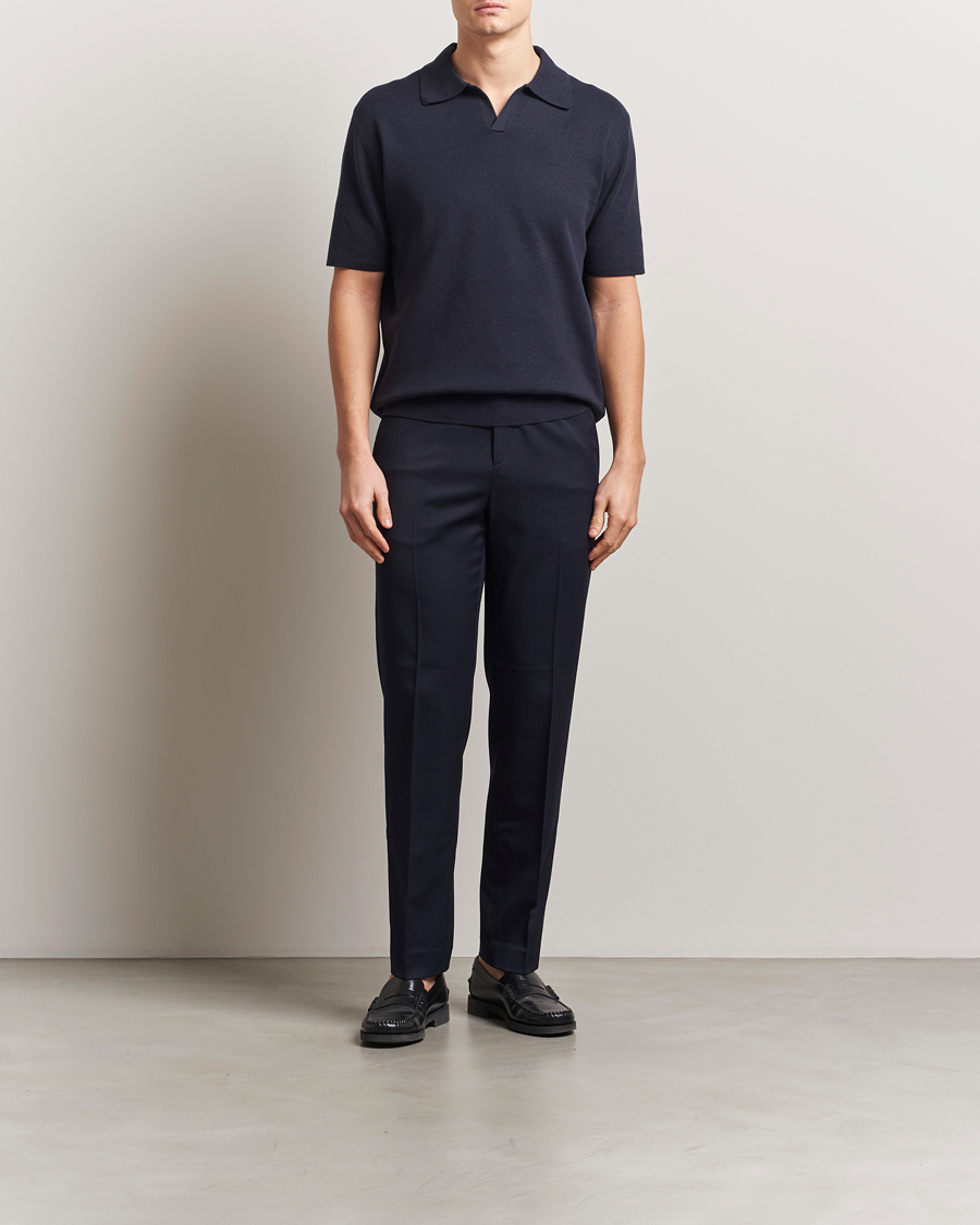 Herre | Pikéer | Tiger of Sweden | Maelon Cotton/Linen Polo Light Ink