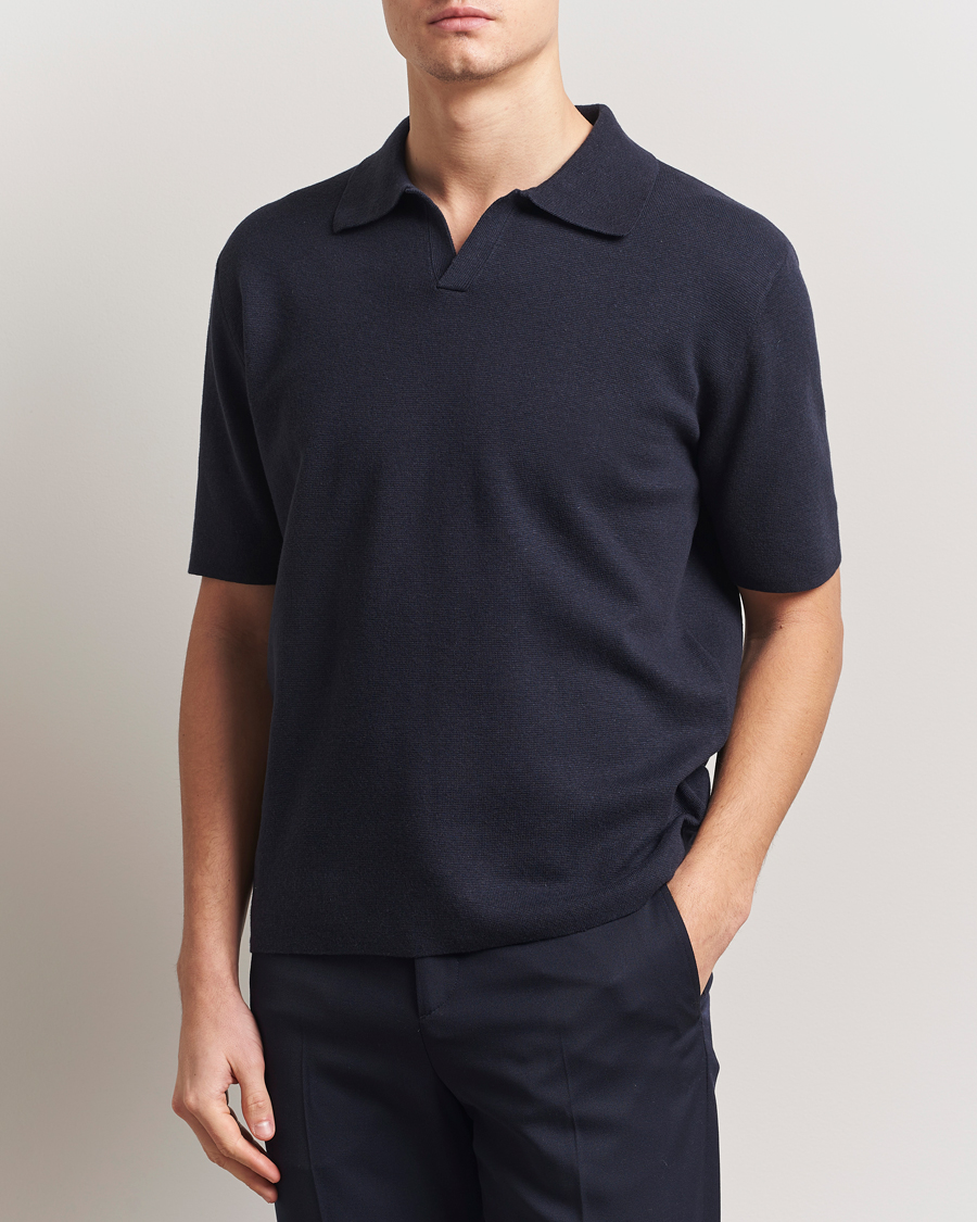 Herre | Pikéer | Tiger of Sweden | Maelon Cotton/Linen Polo Light Ink
