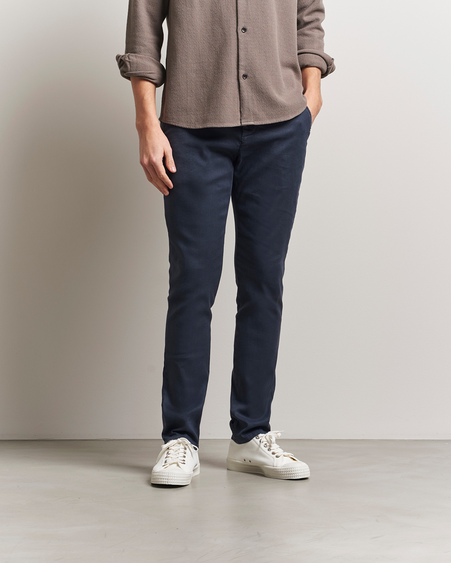 Herre | Bukser | Dondup | Gaubert Linen Stretch Chinos Navy