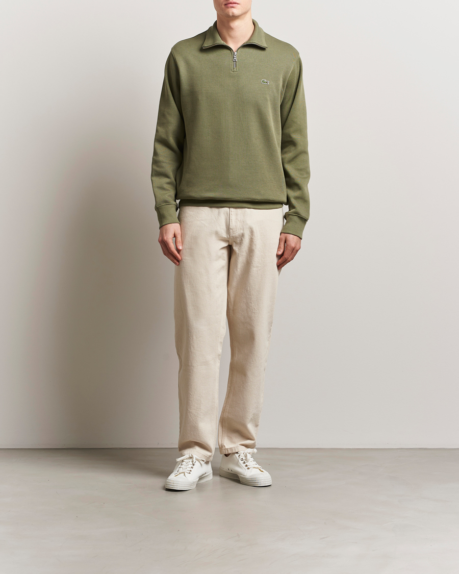 Herre | Gensere | Lacoste | Rib Interlock Half Zip Khaki
