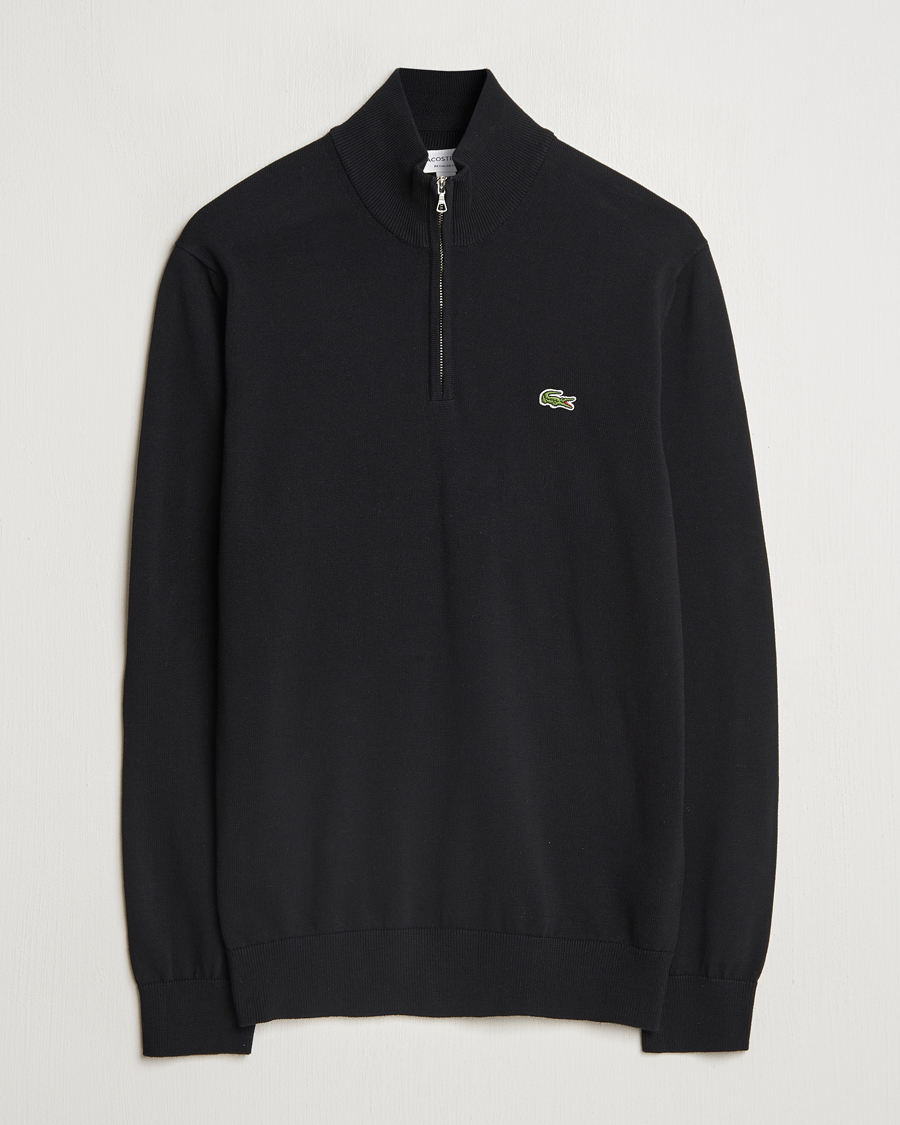 Herre | Gensere | Lacoste | Cotton Knitted Half Zip Black