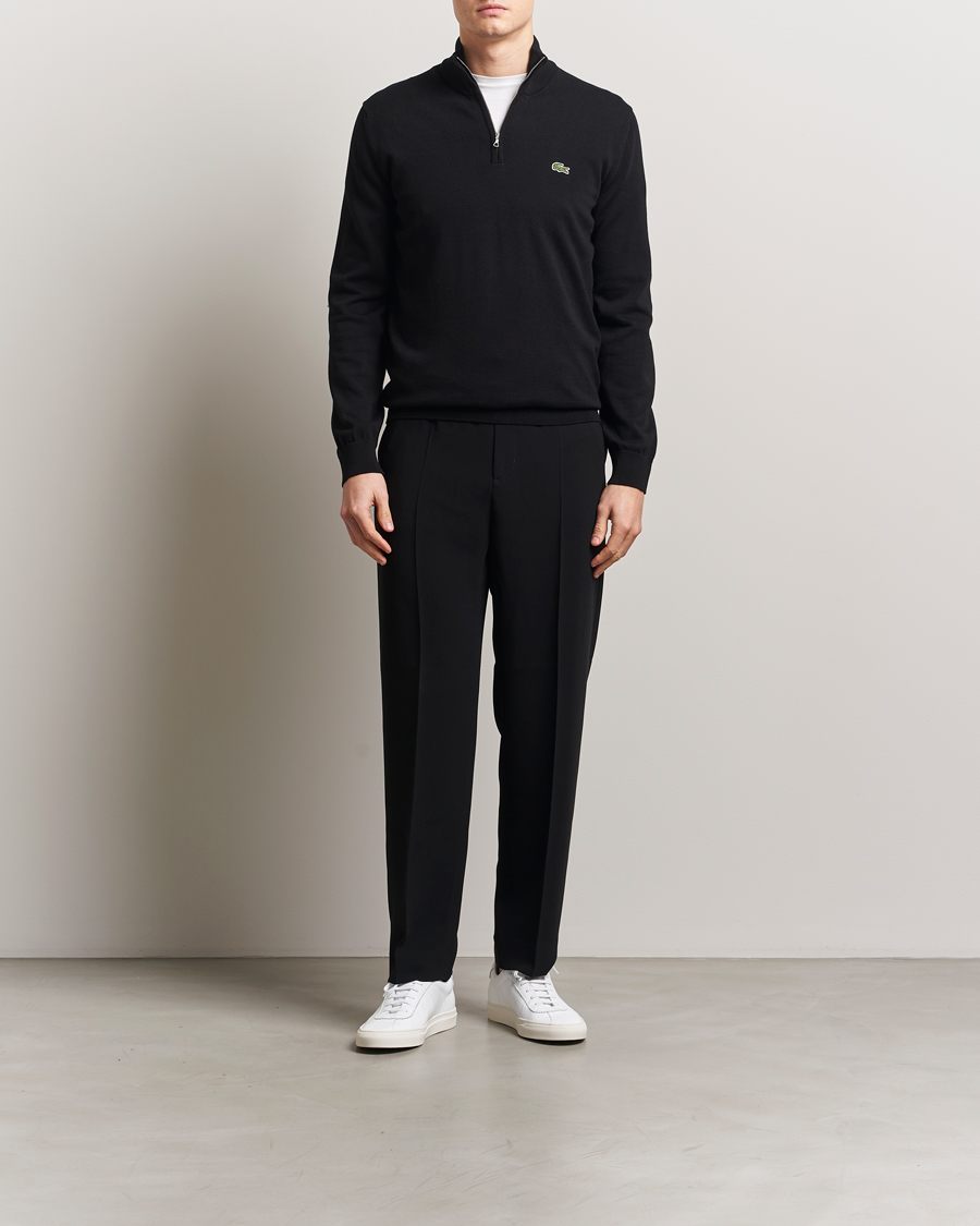 Herre | Gensere | Lacoste | Cotton Knitted Half Zip Black