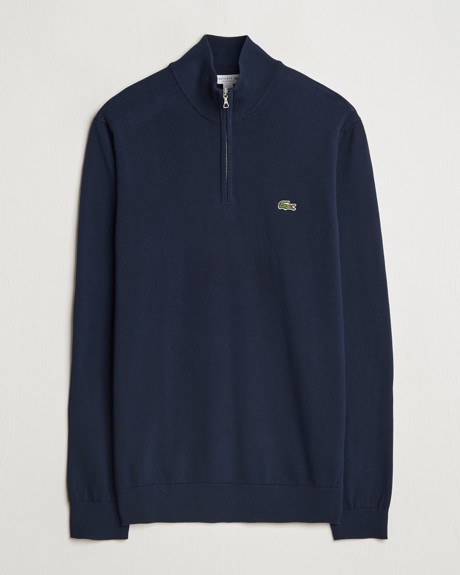 Herre | Gensere | Lacoste | Cotton Knitted Half Zip Navy