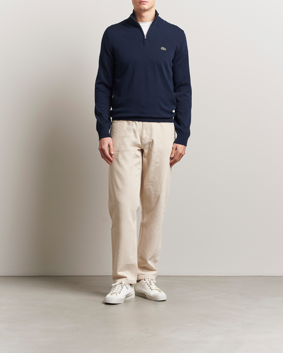 Herre | Gensere | Lacoste | Cotton Knitted Half Zip Navy