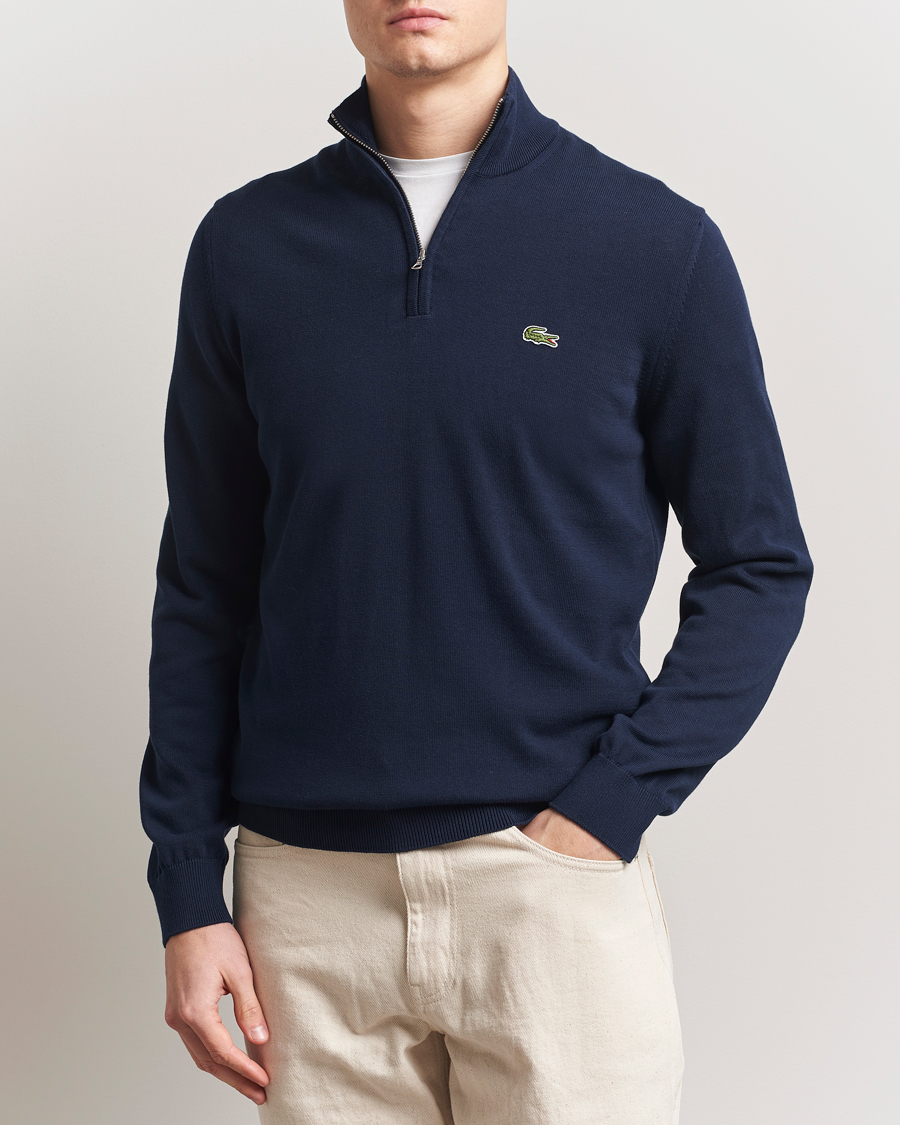 Herre | Gensere | Lacoste | Cotton Knitted Half Zip Navy