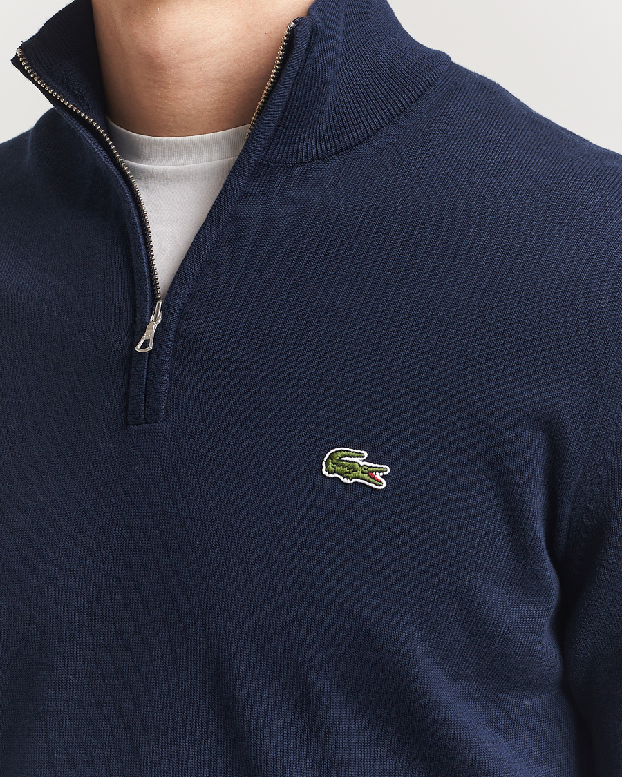Herre | Gensere | Lacoste | Cotton Knitted Half Zip Navy