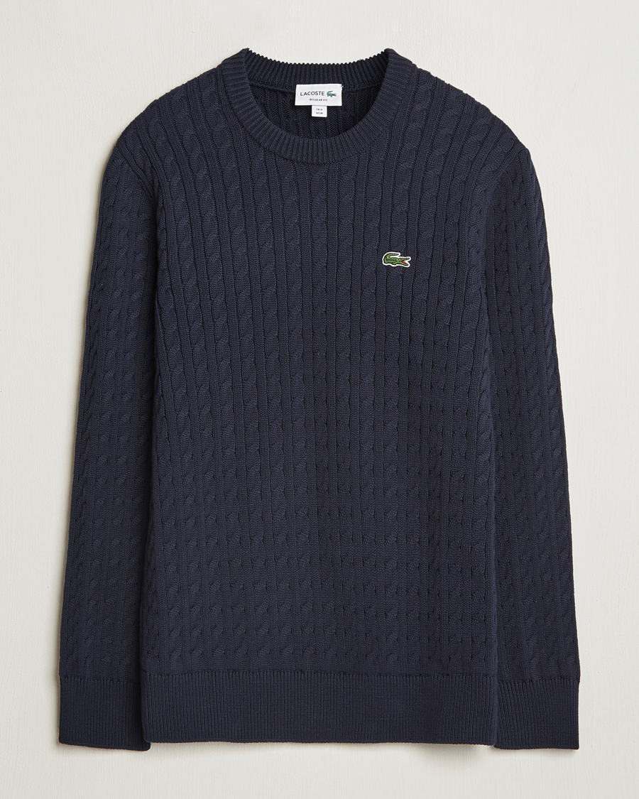 Herre | Gensere | Lacoste | Cotton Cable Sweater Navy Blue