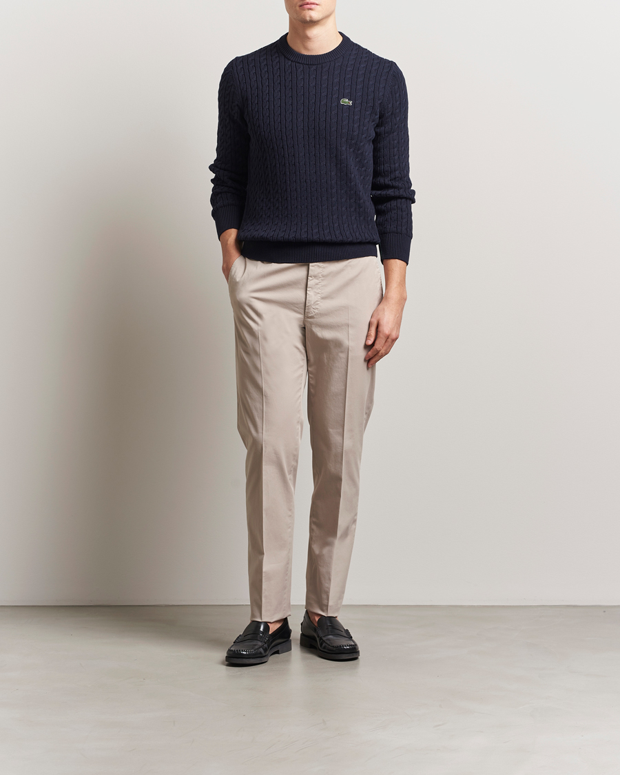Herre | Gensere | Lacoste | Cotton Cable Sweater Navy Blue