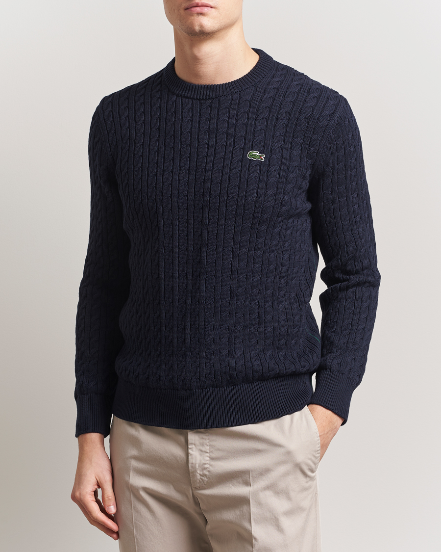 Herre | Gensere | Lacoste | Cotton Cable Sweater Navy Blue