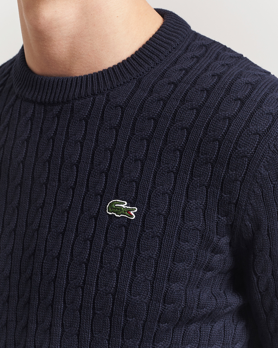 Herre | Gensere | Lacoste | Cotton Cable Sweater Navy Blue