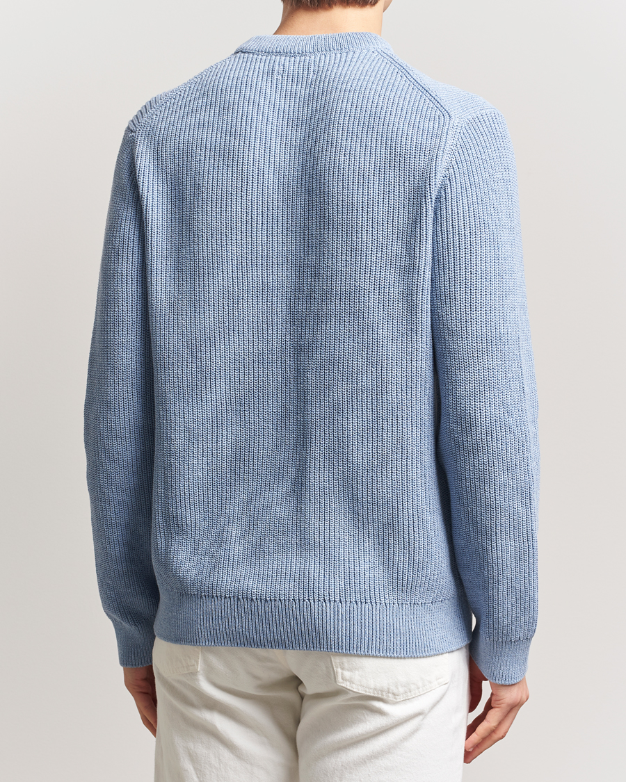 Herre | Gensere | Nudie Jeans | Augusti Rib Cotton Sweater Blue Melange