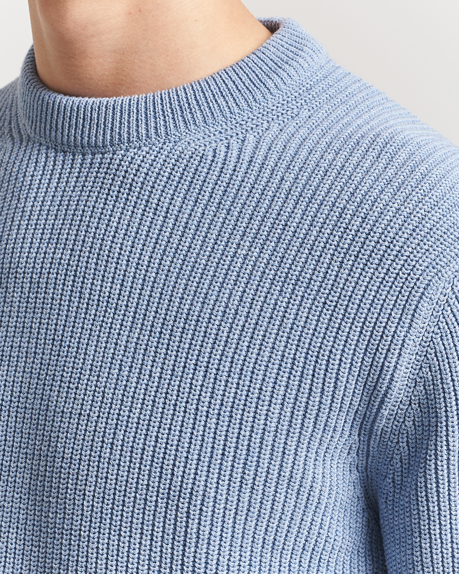 Herre | Gensere | Nudie Jeans | Augusti Rib Cotton Sweater Blue Melange