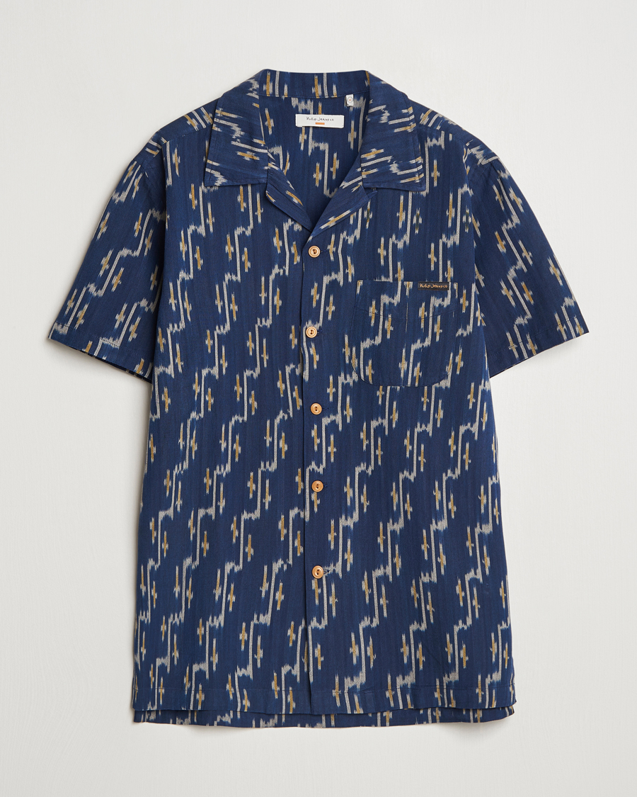 Herre | Skjorter | Nudie Jeans | Arvid Printed Short Sleeve Shirt Blueberry