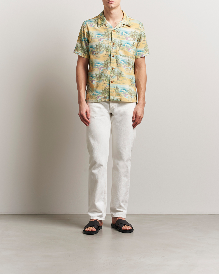 Herre | Skjorter | Nudie Jeans | Arvid Printed Short Sleeve Shirt Mustard