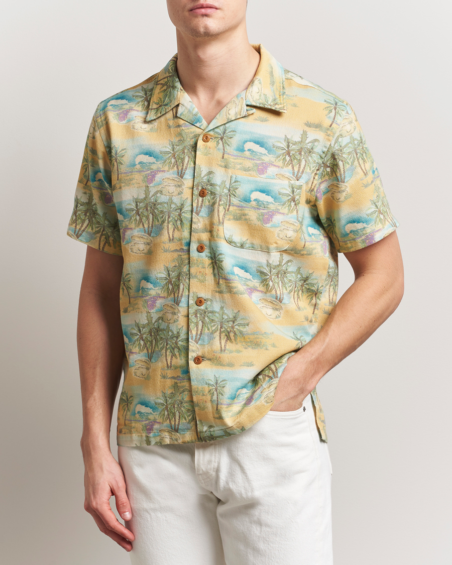 Herre | Skjorter | Nudie Jeans | Arvid Printed Short Sleeve Shirt Mustard