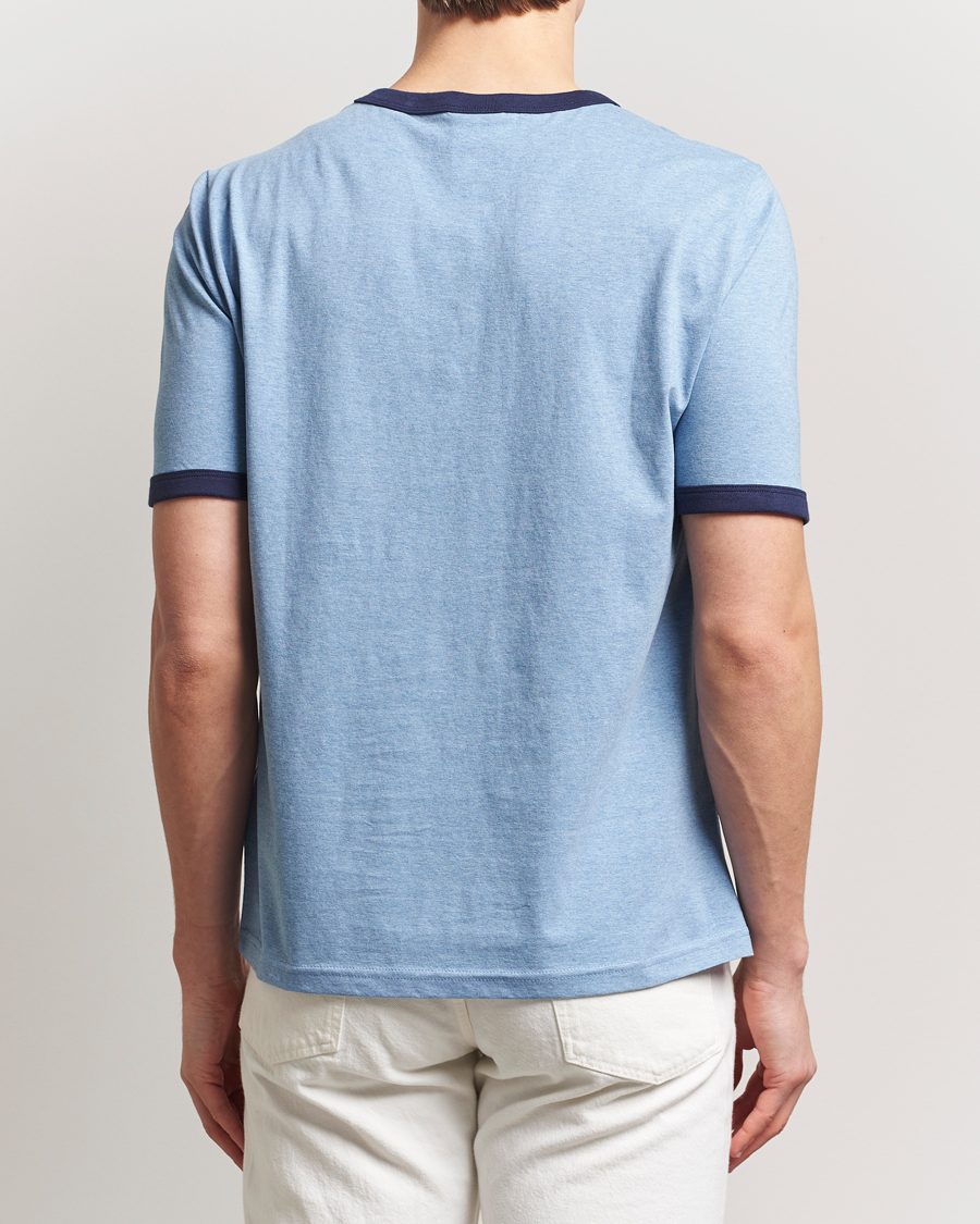 Herre | T-Shirts | Nudie Jeans | Ricky Printed Ringer T-Shirt Blue Melange