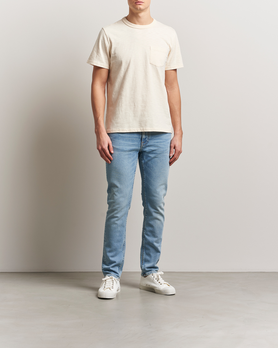 Herre | T-Shirts | Nudie Jeans | Roy Heavy Slub T-Shirt Ecru