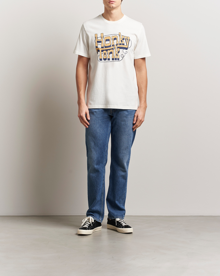 Herre | T-Shirts | Nudie Jeans | Roy Printed T-Shirt Ecru