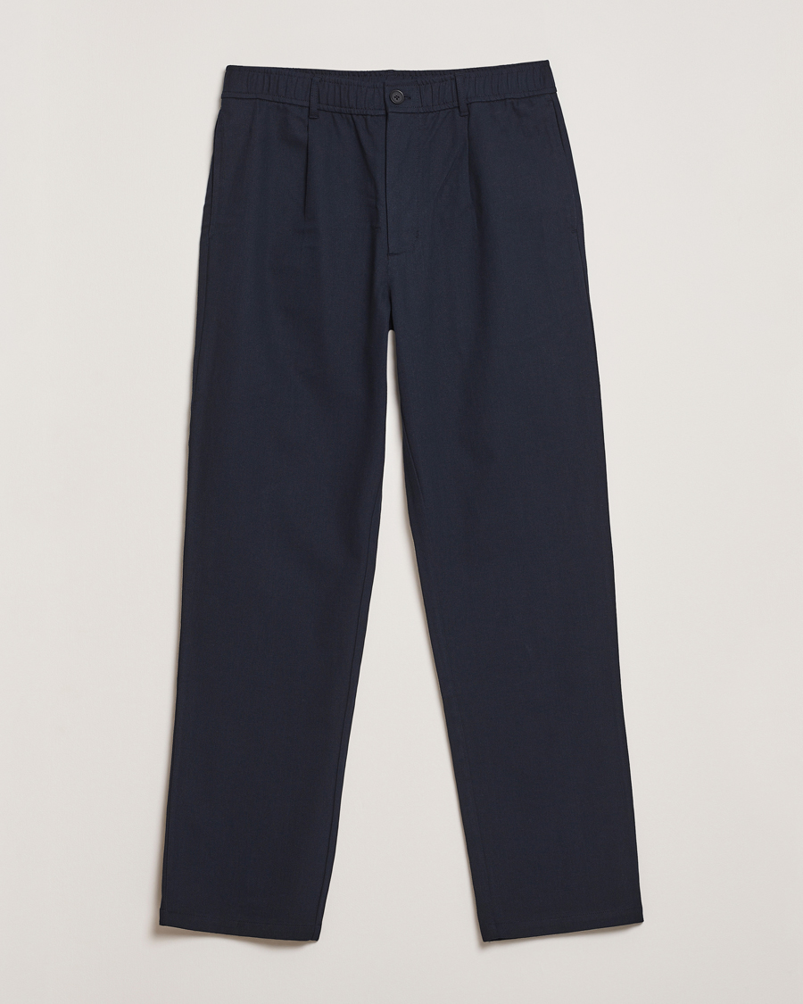 Herre | Bukser | Samsøe Samsøe | Bertil Cotton/Linen Drawstring Trousers Salute Navy