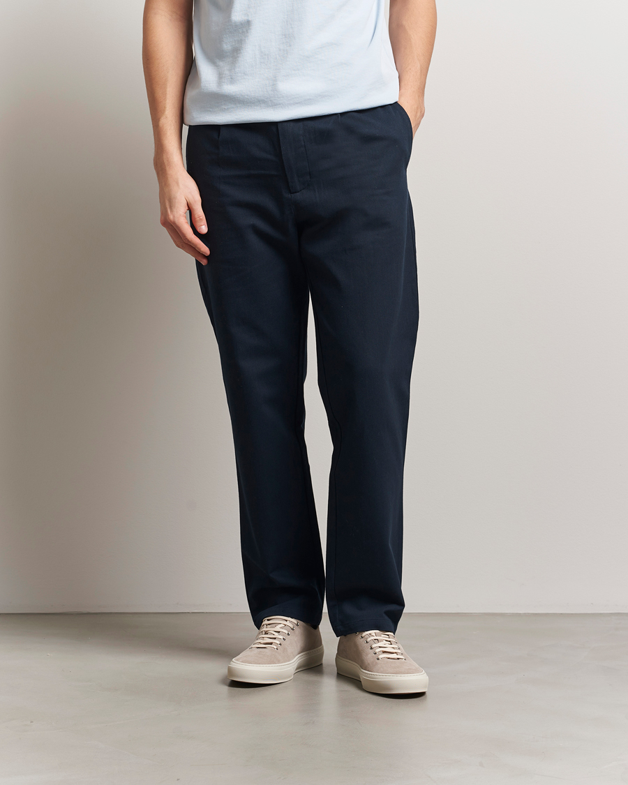 Herre | Bukser | Samsøe Samsøe | Bertil Cotton/Linen Drawstring Trousers Salute Navy